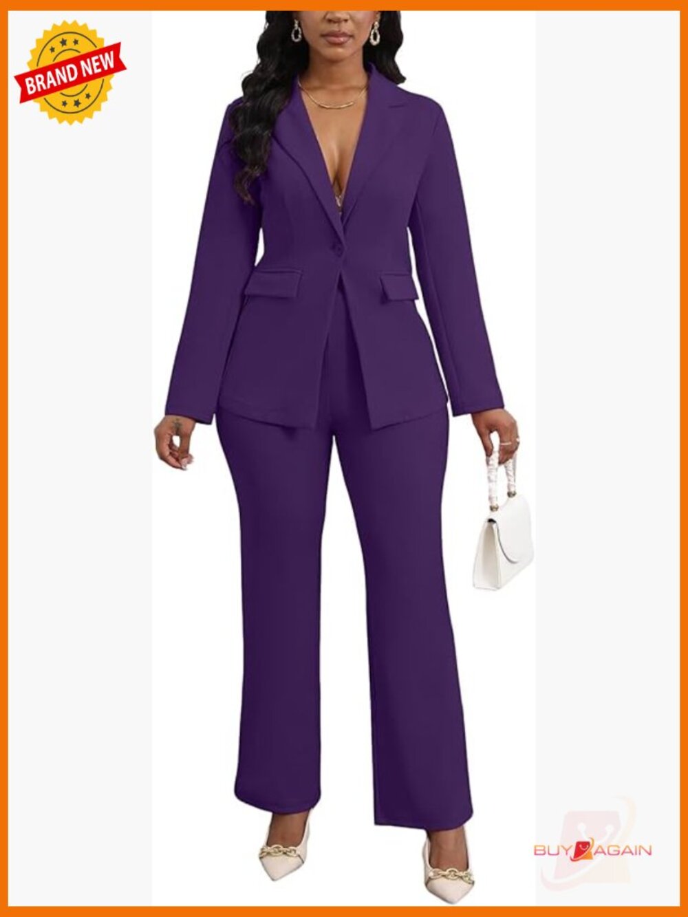 Dressy 2 Piece Pantsuit Blazer & Flare Pants Set Business Office
